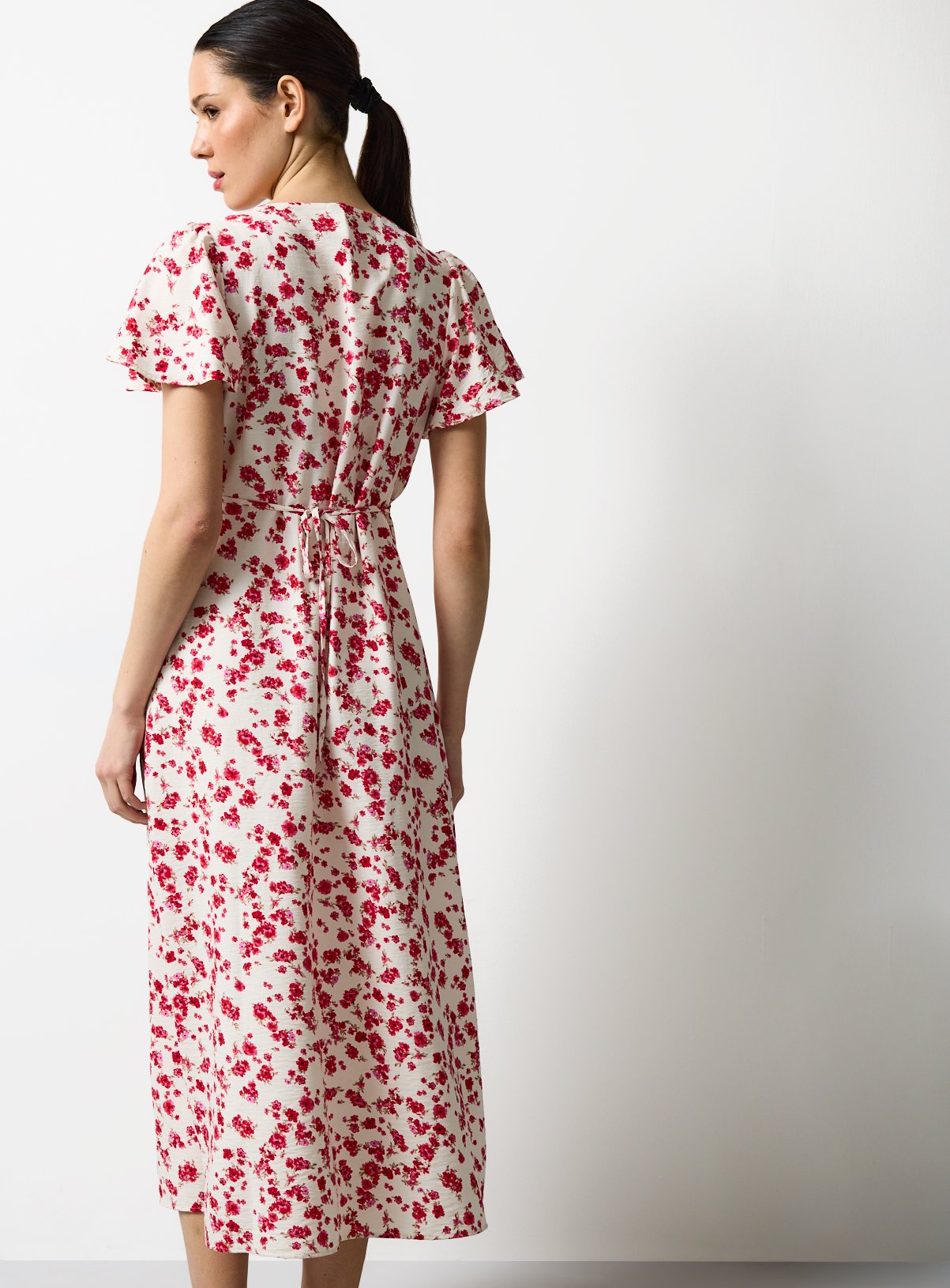 Pink Floral Print Midaxi Tea Dress 8 - Image 4 thumbnail